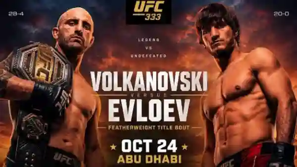 UFC 333 Volkanovski vs Evloev PPV 10/24/26